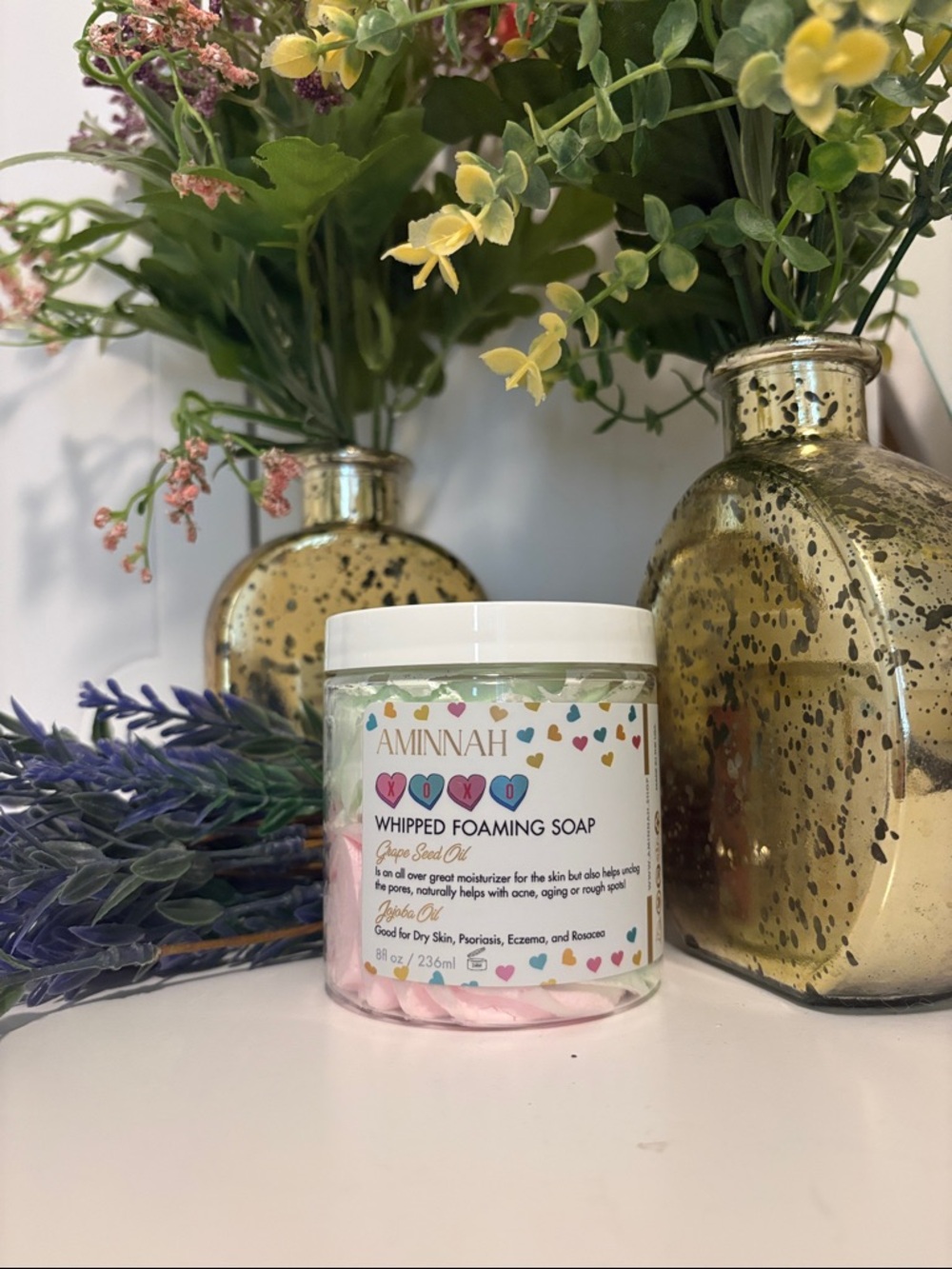 AMINNAH XOXO Pink Whipped Foaming Soap - Grape Seed Oil